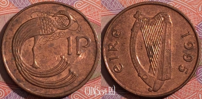 Ирландия 1 пенни 1995 года, KM# 20a, a050-024