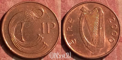 Ирландия 1 пенни 2000 года, KM# 20a, 410-096