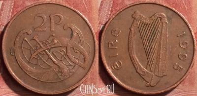 Ирландия 2 пенса 1995 года, KM# 21a, 262l-072