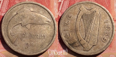 Ирландия 2 шиллинга (флорин) 1939 года, KM# 15, 071c-043