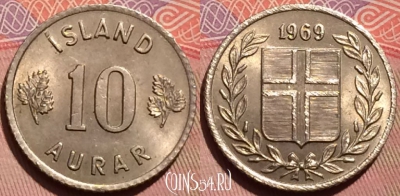 Исландия 10 эйре 1969 года, KM# 10, 247-078