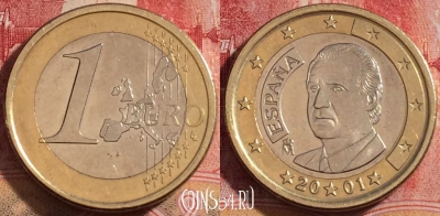 Испания 1 евро 2001 года, KM# 1046, 261-122