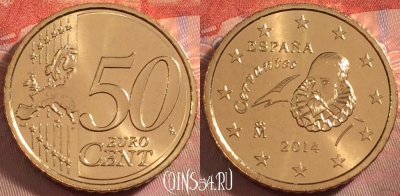 Испания 50 евроцентов 2014 года, KM# 1049, UNC, 107k-008