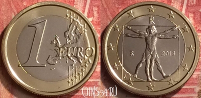 Италия 1 евро 2013 года, KM# 250, UNC, 306m-016 ♛