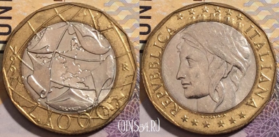 Италия 1000 лир 1997 года, ошибка, KM# 190, 204-102