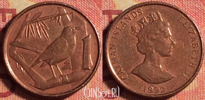 Каймановы острова 1 цент 1992 года, KM# 87a, 172j-103