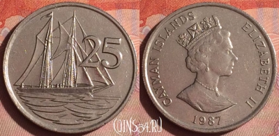 Каймановы острова 25 центов 1987 года, KM# 90, 048i-055