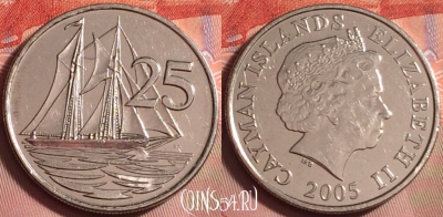 Каймановы острова 25 центов 2005 года, KM# 134, 227k-072