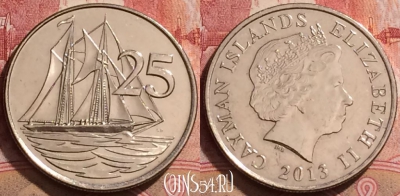 Каймановы острова 25 центов 2013 года, KM# 134, 285k-097