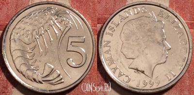 Каймановы острова 5 центов 1999 года, KM# 132, 229-056