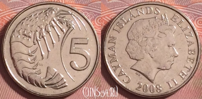 Каймановы острова 5 центов 2008 года, KM# 132, 184k-112
