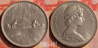 Канада 1 доллар 1968 года, KM# 76.1, 205o-017