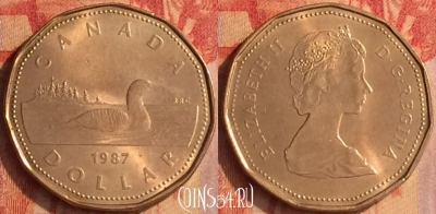 Канада 1 доллар 1987 года, KM# 157, 178o-131