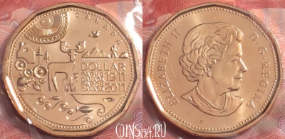 Канада 1 доллар 2011 года, запайка, UNC, 175k-096