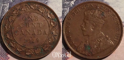 Канада 1 цент 1919 года, Король Георг V, KM# 21, a091-050