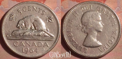 Канада 5 центов 1964 года, KM# 57, 052i-035