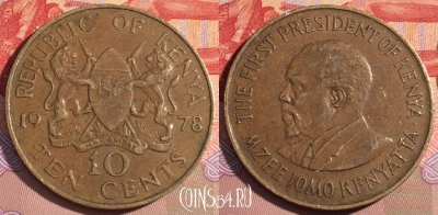 Кения 10 центов 1978 года, KM# 11, 089a-022