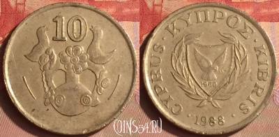 Кипр 10 центов 1988 года, KM# 56.2, 431-115