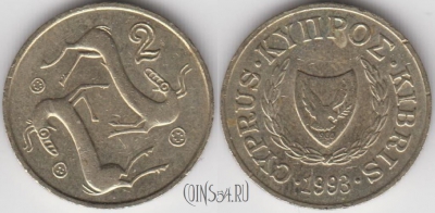 Кипр 2 цента 1993 года, KM 54.3, 121-122