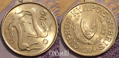 Кипр 2 цента 1996 года, KM# 54.3, 234-095