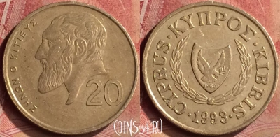 Кипр 20 центов 1993 года, KM# 62.2, 147m-046