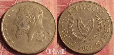 Кипр 20 центов 2001 года, KM# 62.2, 383n-046