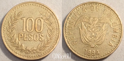 Колумбия 100 песо 1994 года, KM# 285, 84-048a