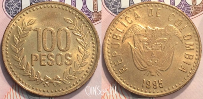 Колумбия 100 песо 1995 года, KM 285, 117-001