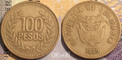 Колумбия 100 песо 1995 года, KM# 285,