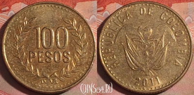 Колумбия 100 песо 2011 года, KM# 285, 121b-079