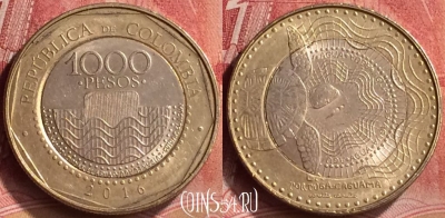 Колумбия 1000 песо 2016 года, KM# 299, 197m-128
