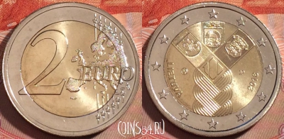 Литва 2 евро 2018 г., 100 лет Независимости, UNC, 276-094