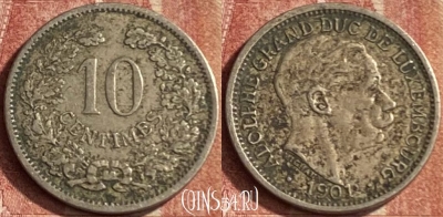 Люксембург 10 сантимов 1901 года, KM# 25, 098p-136