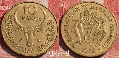 Мадагаскар 10 франков 1972 года, KM# 11, 066c-007