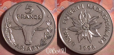 Мадагаскар 5 франков 1996 года, KM# 21, 150j-035