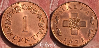 Мальта 1 цент 1972 года, KM# 8, 064l-129