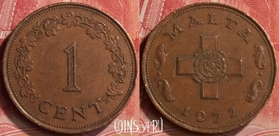Мальта 1 цент 1972 года, KM# 8, 278m-142