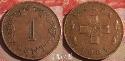 Мальта 1 цент 1982 года, редкая, KM# 8, 205a-091