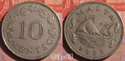 Мальта 10 центов 1972 года, KM# 11, 056i-179