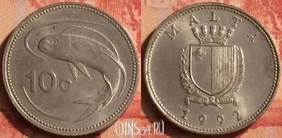 Мальта 10 центов 1992 года, KM# 96, 043n-004