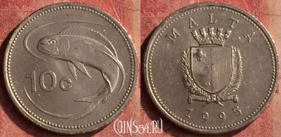 Мальта 10 центов 1995 года, KM# 96, 402-027