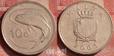 Мальта 10 центов 2005 года, KM# 96, 320k-100
