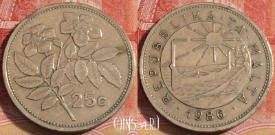 Мальта 25 центов 1986 года, KM# 80, 257-101