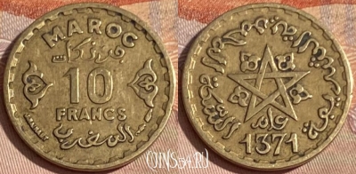 Марокко 10 франков 1952 года (1371), Y# 49, 398p-096