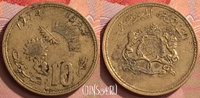 Марокко 10 сантимов 1974 года (1394), Y# 60, 140o-131