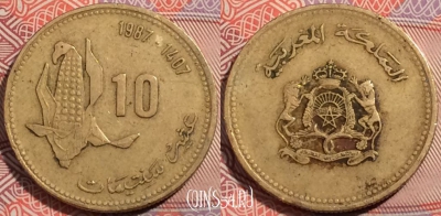 Марокко 10 сантимов 1987 года (1407), Y# 84, a121-096