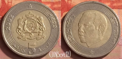 Марокко 5 дирхамов 2002 года (1423), Y# 109, 235o-039