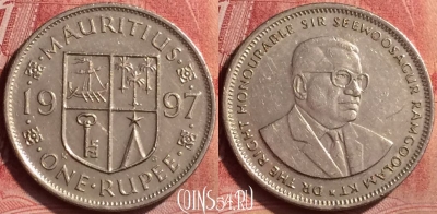 Маврикий 1 рупия 1997 года, KM# 55, 052l-084