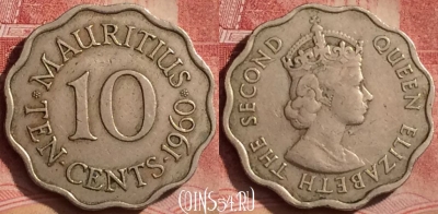 Маврикий 10 центов 1960 года, KM# 33, 067l-091
