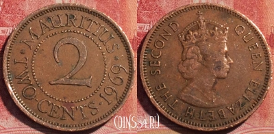 Маврикий 2 цента 1969 года, KM# 32, 072c-079